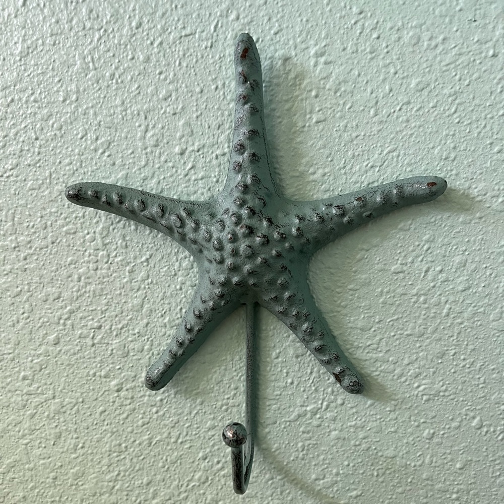 Turquoise Rustic Starfish Towel Hook
